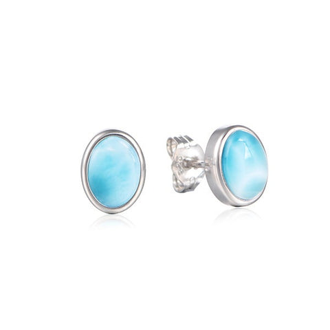 Alamea SS 6mm Larimar Oval Post Earrings