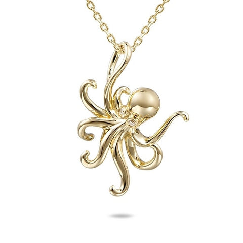 Alamea 14k Yellow Gold Octopus Pendant Necklace