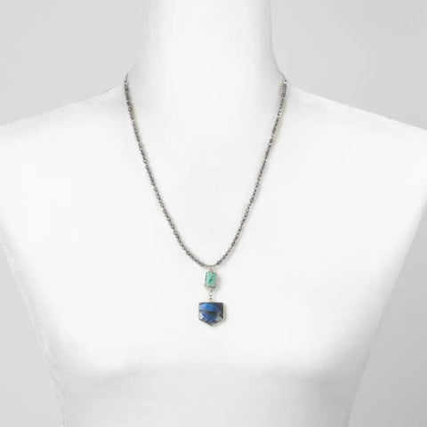 ANNE VAUGHAN RIPPLE GREEN MOSS, KYANITE, SILVER CLUSTER EARRINGS