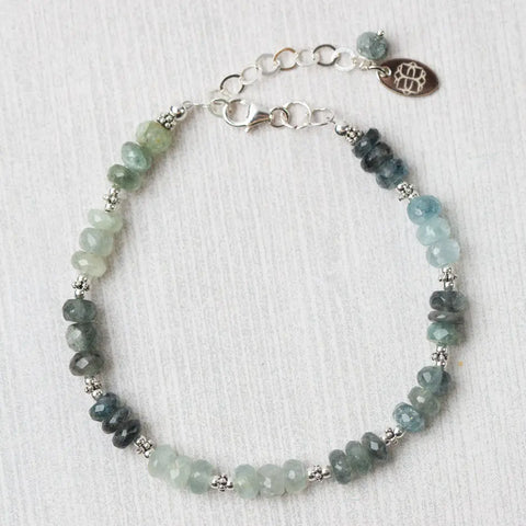Anne Vaughan Resilience 7-8.5" Green Moss Aquamarine Simple Bracelet