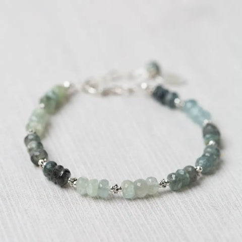 Anne Vaughan Resilience 7-8.5" Green Moss Aquamarine Simple Bracelet