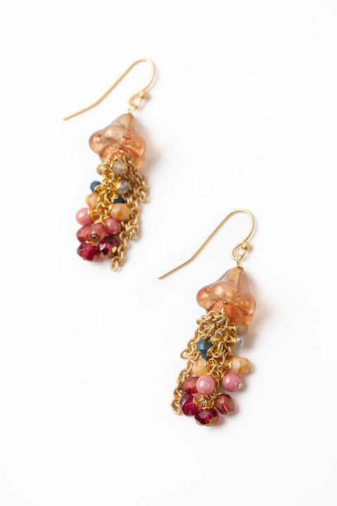 ANNE VAUGHAN BLOSSOM CZECH GLASS, GOLD STATEMENT EARRINGS