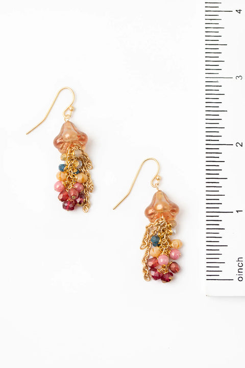 ANNE VAUGHAN BLOSSOM CZECH GLASS, GOLD STATEMENT EARRINGS