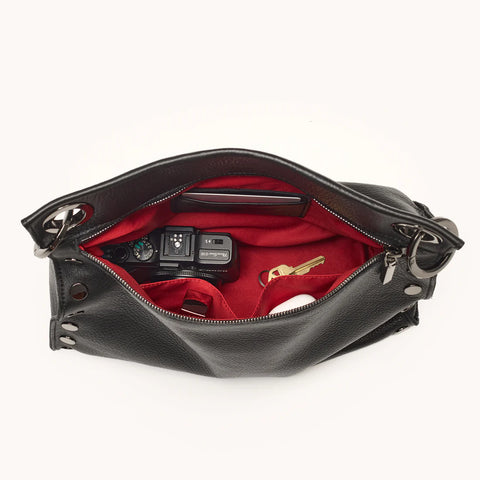 Hammitt Tony Large Leather Crossbody Black/Gunmetal