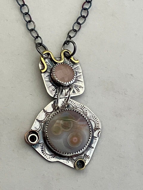 Angela Duffin Faceted Rose Quartz Necklace