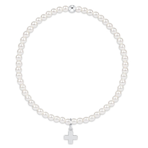 enewton classic pearl 3mm bead bracelet - signature cross sterling charm
