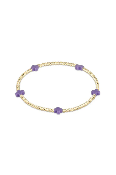 enewton signature cross small gold pattern 2mm bead bracelet - purple