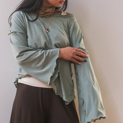 Angelrox Truly Bell Sleeve Top Glass