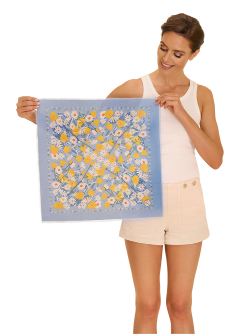Powder Cotton Bandana - Marvelous Meadow Powder Blue