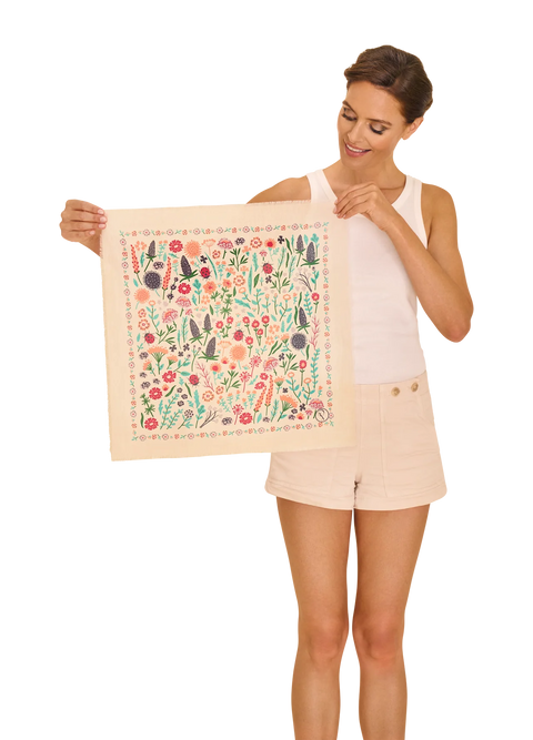 Powder Cotton Bandana - Wildflowers Coconut Cream