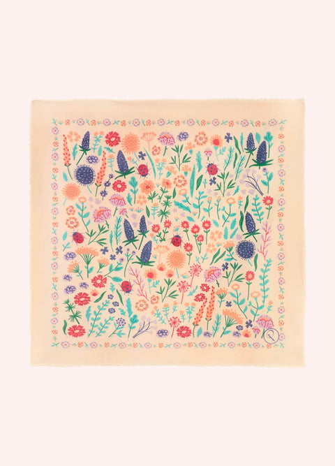 Powder Cotton Bandana - Wildflowers Coconut Cream