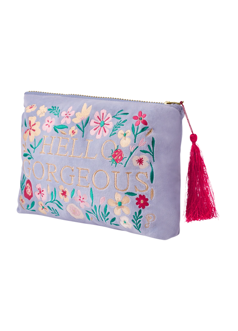 Powder Velvet Zip Pouch - Hello Gorgeous Denim Blue