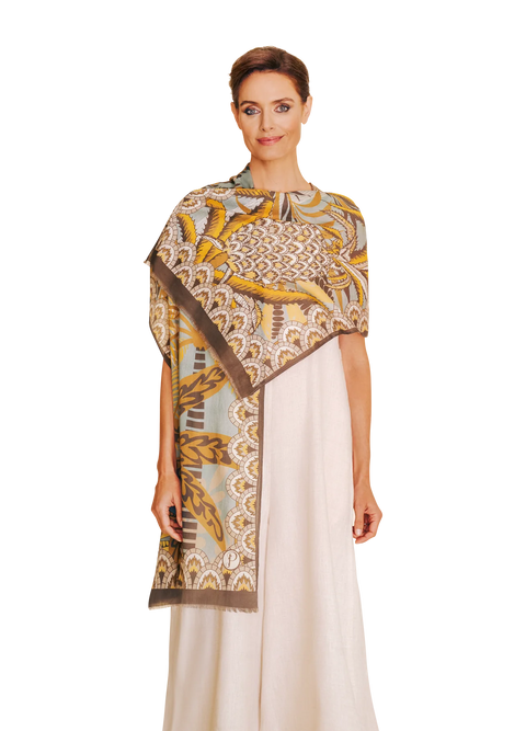 Powder Cotton Scarf - Patterned Palms