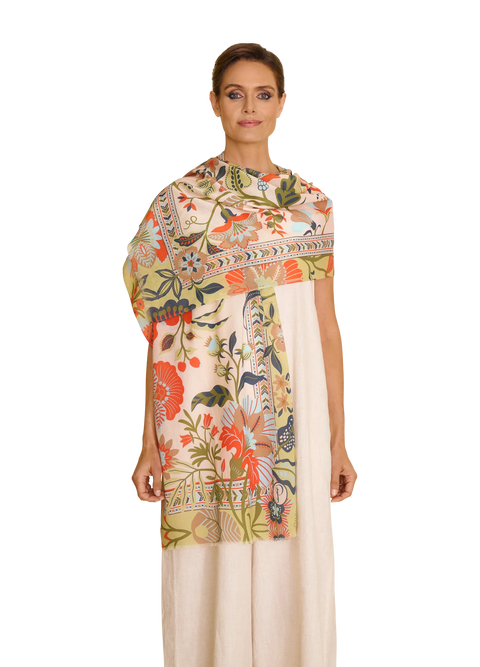Powder Cotton Scarf - Folky Floral