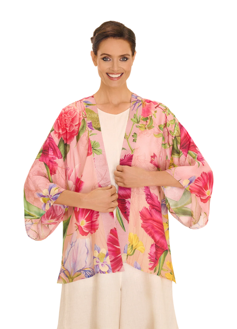 Powder Kimono Jacket - Floral Study Petal Pink