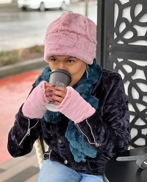 Pandemonium Fingerless Faux Fur Gloves Reversible Multiple Color Combos Available