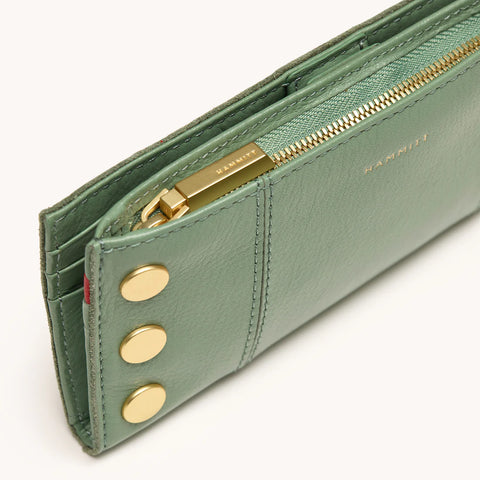 Hammitt 110 North Artichoke/Brushed Gold Leather Wallet