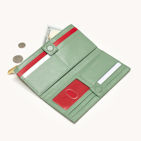 Hammitt 110 North Artichoke/Brushed Gold Leather Wallet