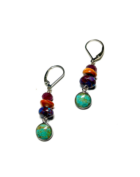 Riverstone Purple & Green Turquoise Earrings