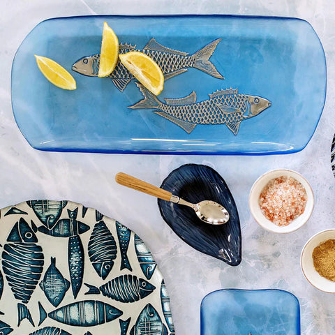 NEW Vietri Isola Glass Medium Fish Rectangular Tray