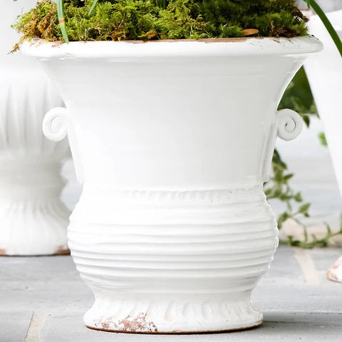 Vietri Rustic Garden White Medium Flair Planter