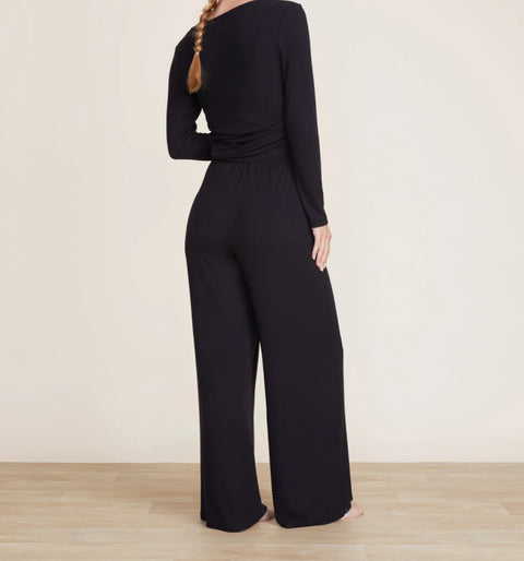 Barefoot Dreams Malibu Collection® Ultra-Soft Rib Long Sleeve Henley Black