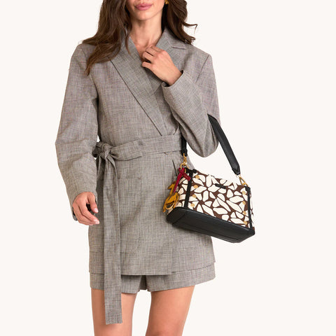 Hammitt Bryant Medium Giraffe/Brushed Gold Red Zip Crossbody/Shoulder Bag