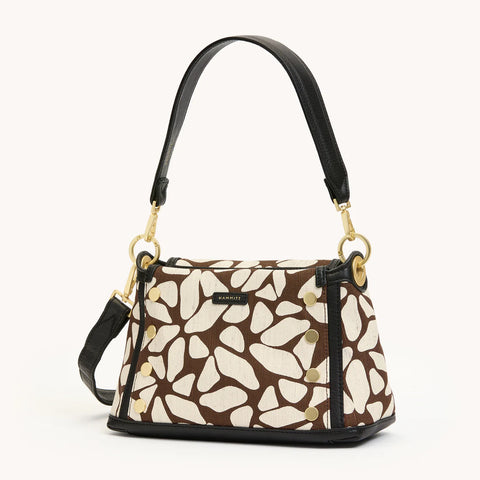 Hammitt Bryant Medium Giraffe/Brushed Gold Red Zip Crossbody/Shoulder Bag