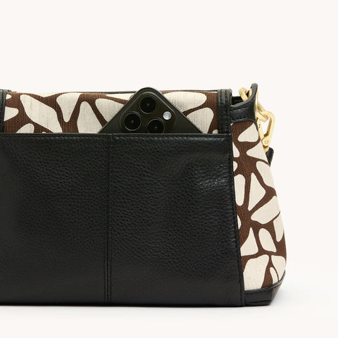 Hammitt Bryant Medium Giraffe/Brushed Gold Red Zip Crossbody/Shoulder Bag