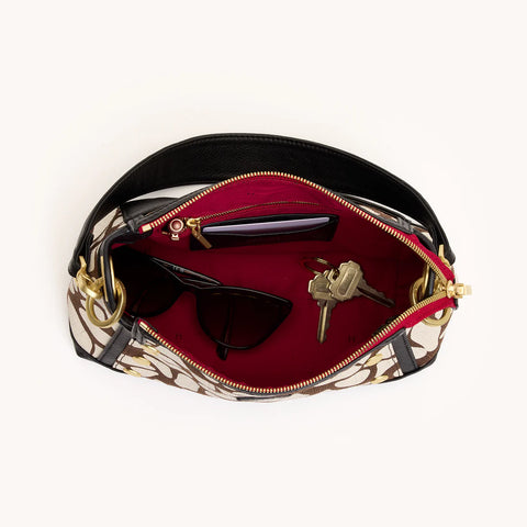 Hammitt Bryant Medium Giraffe/Brushed Gold Red Zip Crossbody/Shoulder Bag