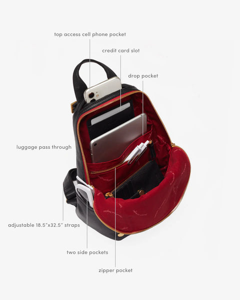 Hammitt Hunter Backpack Medium Black/Brushed Gold Red Zip