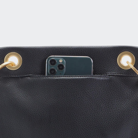 Hammitt Tony Medium Black Brushed Gold Leather Crossbody