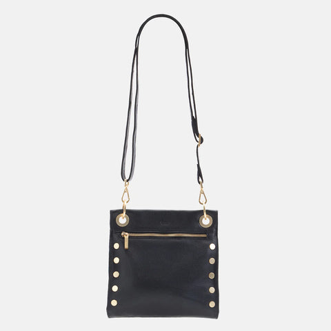 Hammitt Tony Medium Black Brushed Gold Leather Crossbody