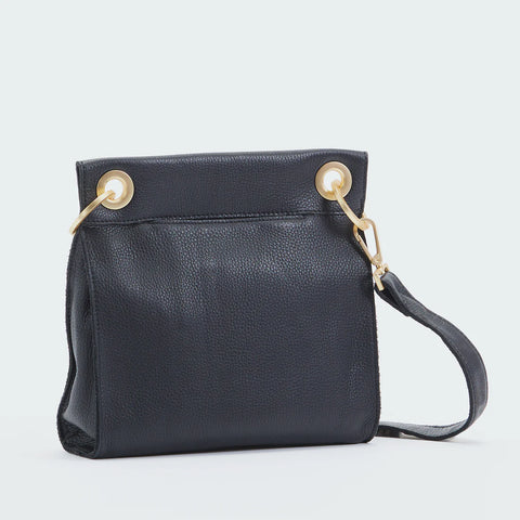 Hammitt Tony Medium Black Brushed Gold Leather Crossbody