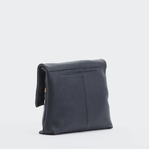 Hammitt VIP Medium Black Brushed Gold Red Zip Leather Crossbody Clutch