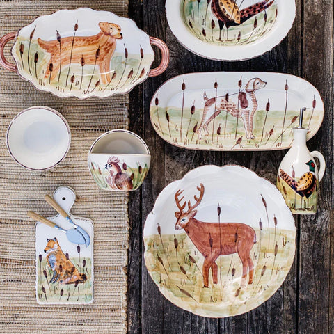 Vietri Wildlife Footed Deer Pedestal Fruit Bowl