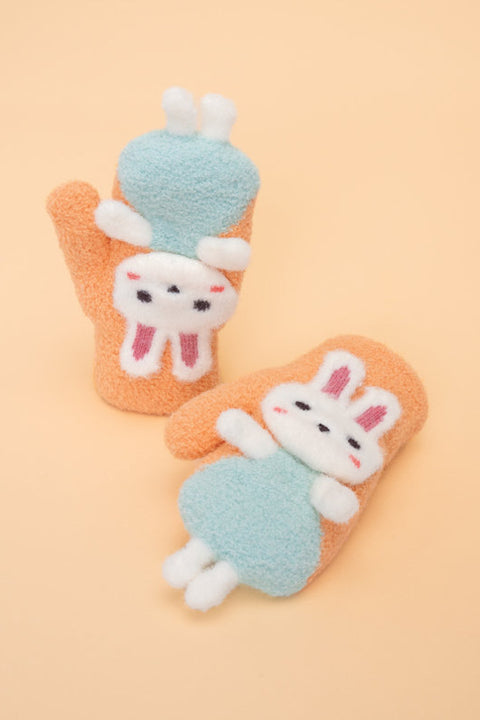 Powder Pal Mitts for Kids Dancing Coral Bunny
