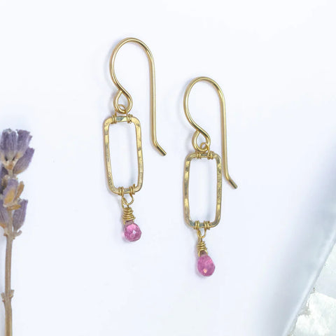 Laura J Pink Tourmaline Elegance Earrings
