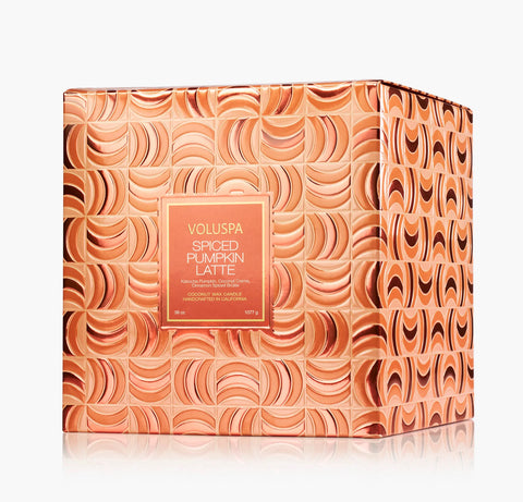 Voluspa Spiced Pumpkin Latte 3 Wick Hearth Candle