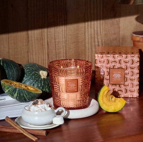 Voluspa Spiced Pumpkin Latte 3 Wick Hearth Candle