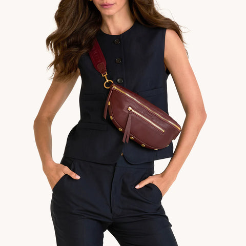 Hammitt Charles Crossbody Medium Cherrywood Pebble/Brushed Gold