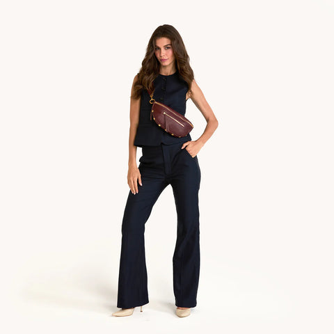 Hammitt Charles Crossbody Medium Cherrywood Pebble/Brushed Gold
