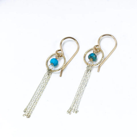 Laura J Turquoise Tassel Earrings