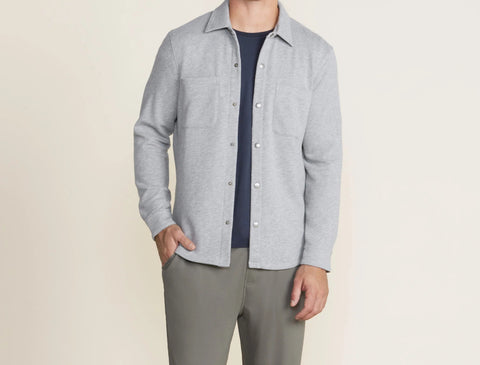Barefoot Dreams Malibu Collection® Unisex French Terry Shacket Heathered Gray