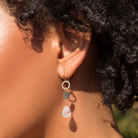 Laura J Kyanite and Moonstone Earrings
