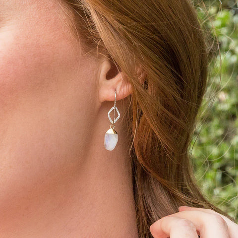 Laura J Moonstone Petal Earrings