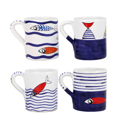 Vietri Pesce Pazzo Assorted Mugs - Set of 4