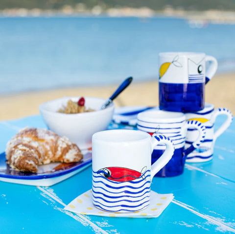 Vietri Pesce Pazzo Assorted Mugs - Set of 4