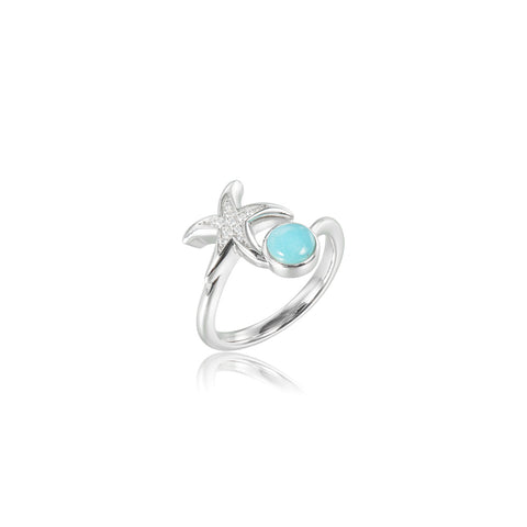 Alamea Starfish Ring with Larimar