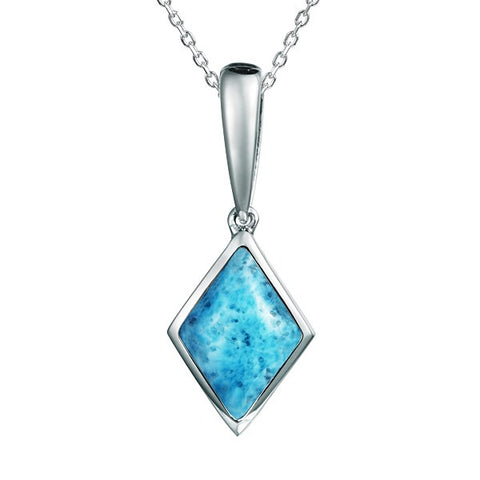 Alamea Rhombus Shaped Pendant Necklace with Larimar